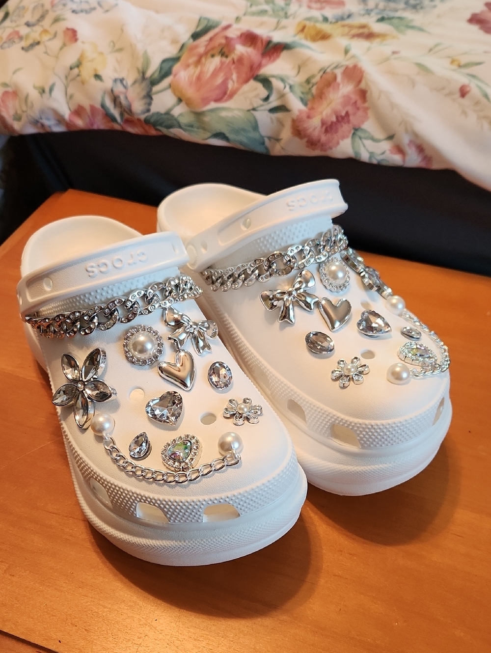 White Crocs Bae Wedge Heel Sandal